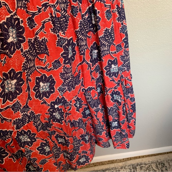 Knox Rose Red & Navy Blue Boho Short Sleeve Midi Dress Size Small *FLAWS* NWT - Picture 6 of 17